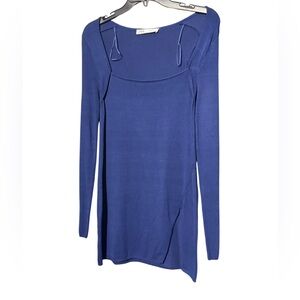 ZARA Blue Long Sleeve Dress Size Small Stretch Scoop Neck Mini Dress